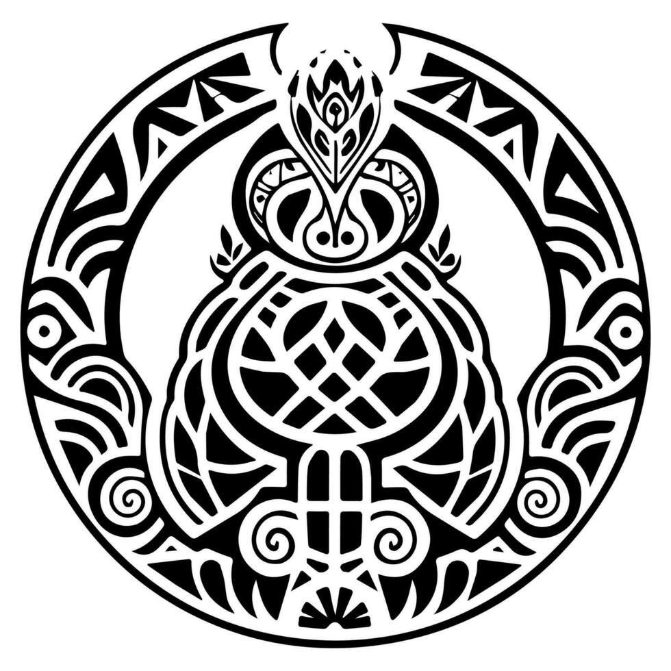 Polynesian elements, icon, glyph, vector, isolate, silhouette, totem, tattoo vector