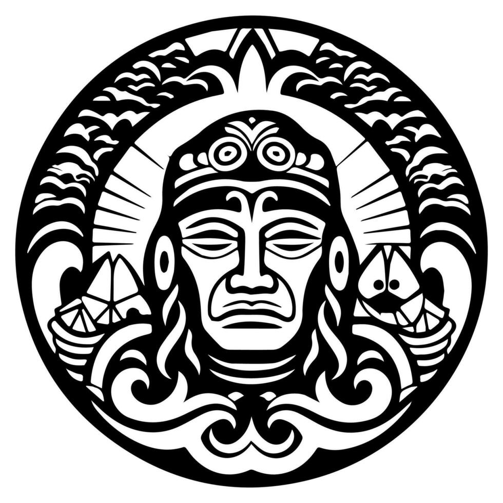 Polynesian elements, icon, glyph, vector, isolate, silhouette, totem, tattoo vector