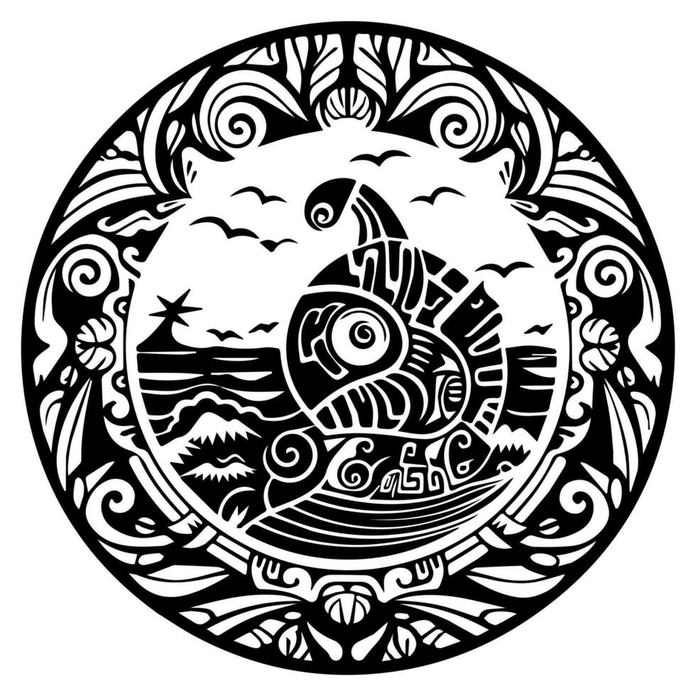 Polynesian elements, icon, glyph, vector, isolate, silhouette, totem, tattoo vector