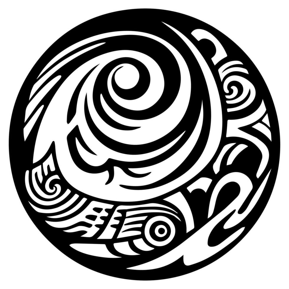 Polynesian elements, icon, glyph, vector, isolate, silhouette, totem, tattoo vector