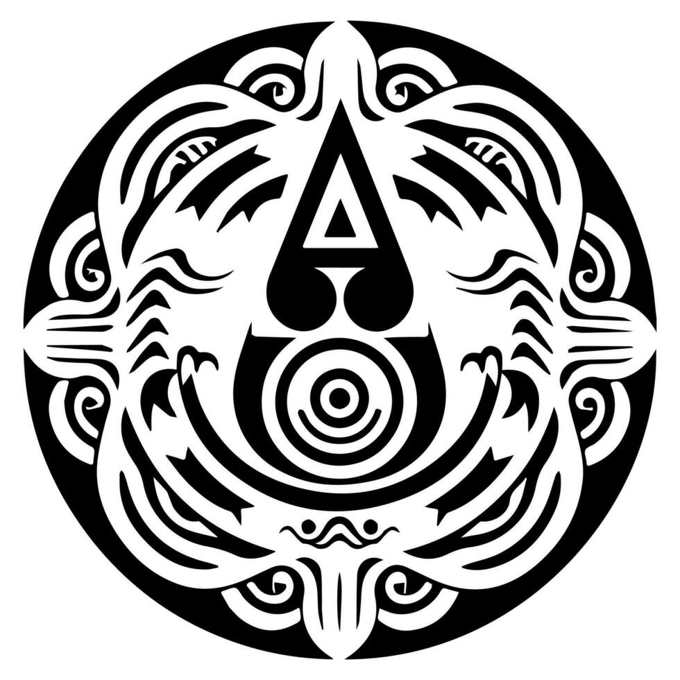 Polynesian elements, icon, glyph, vector, isolate, silhouette, totem, tattoo vector