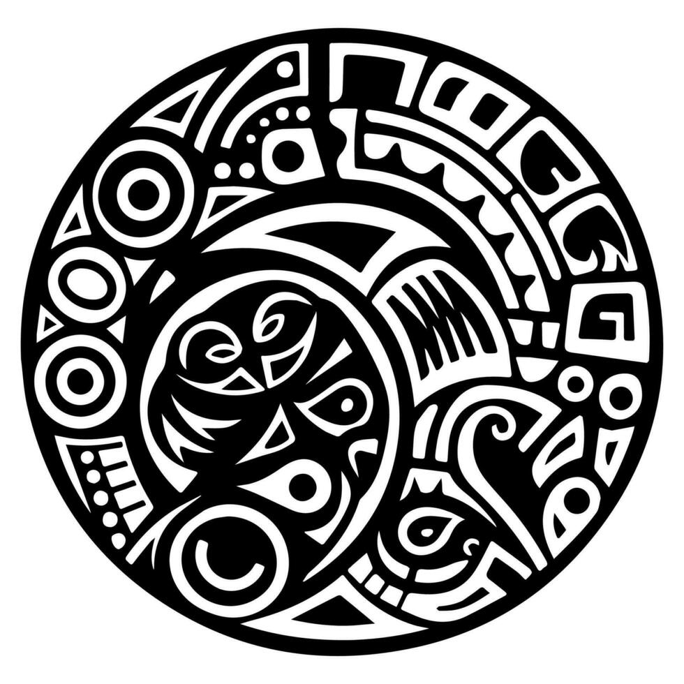 Polynesian elements, icon, glyph, vector, isolate, silhouette, totem, tattoo vector
