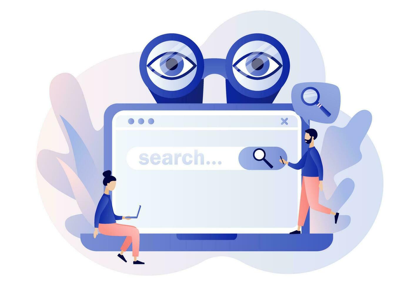 Online search illustration with magnifying glass