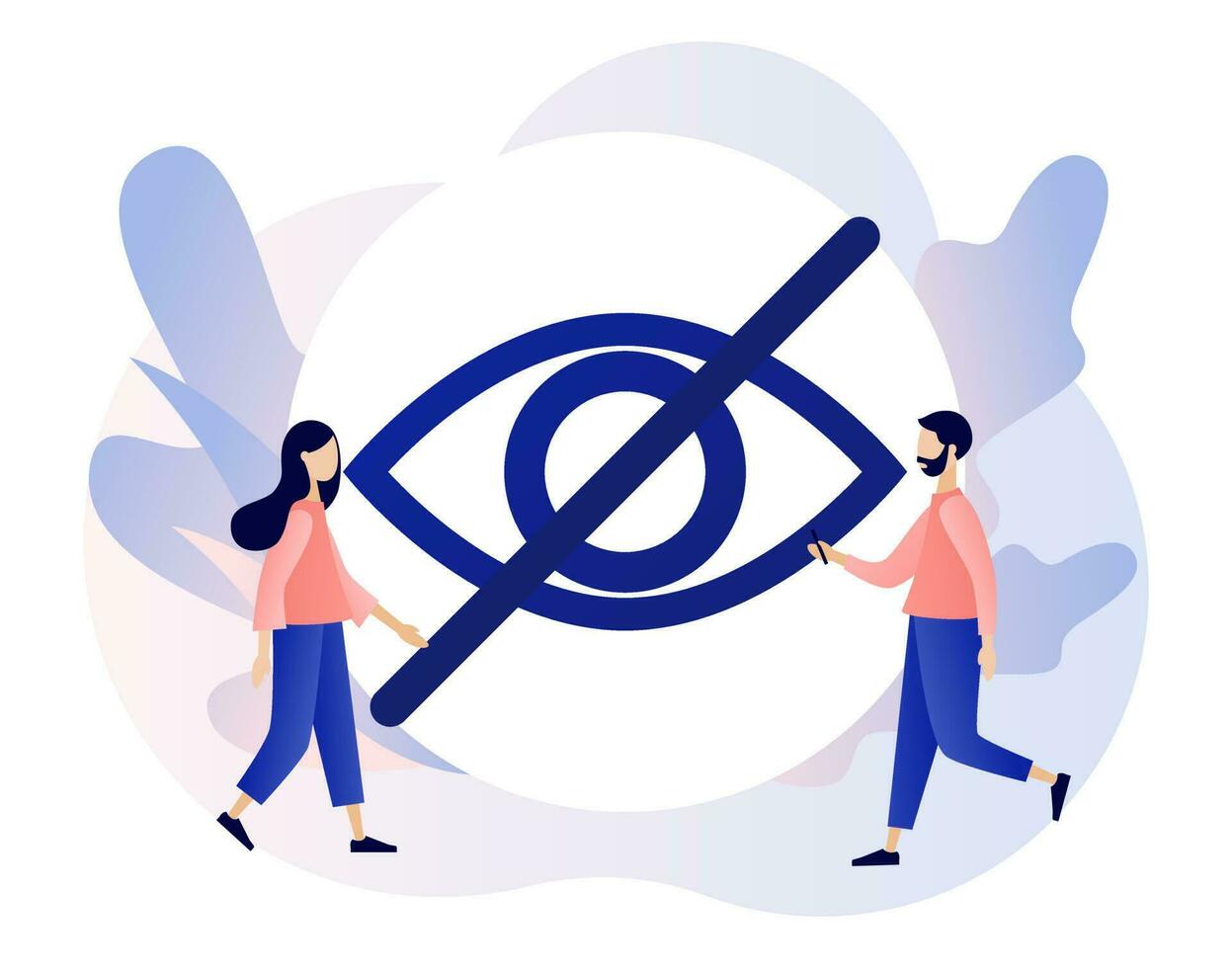 Sensitive content concept. Eye crossed sign. Explicit content in social media, website, photos, pictures and video. Hide view. Modern flat cartoon style. Vector illustration on white background