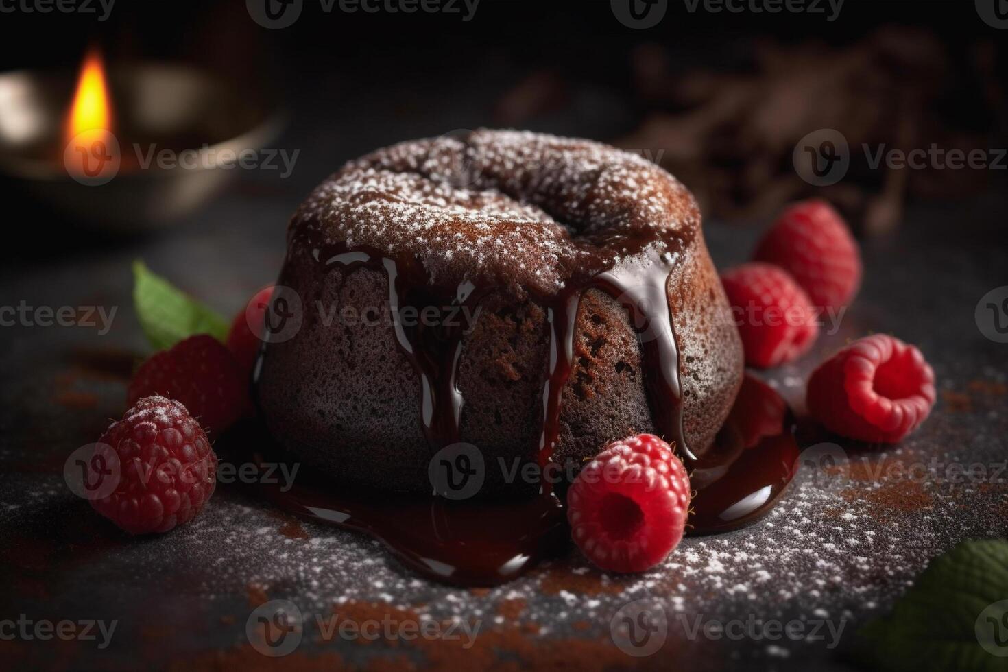 Delicious lava cake on a plate product photography. photo