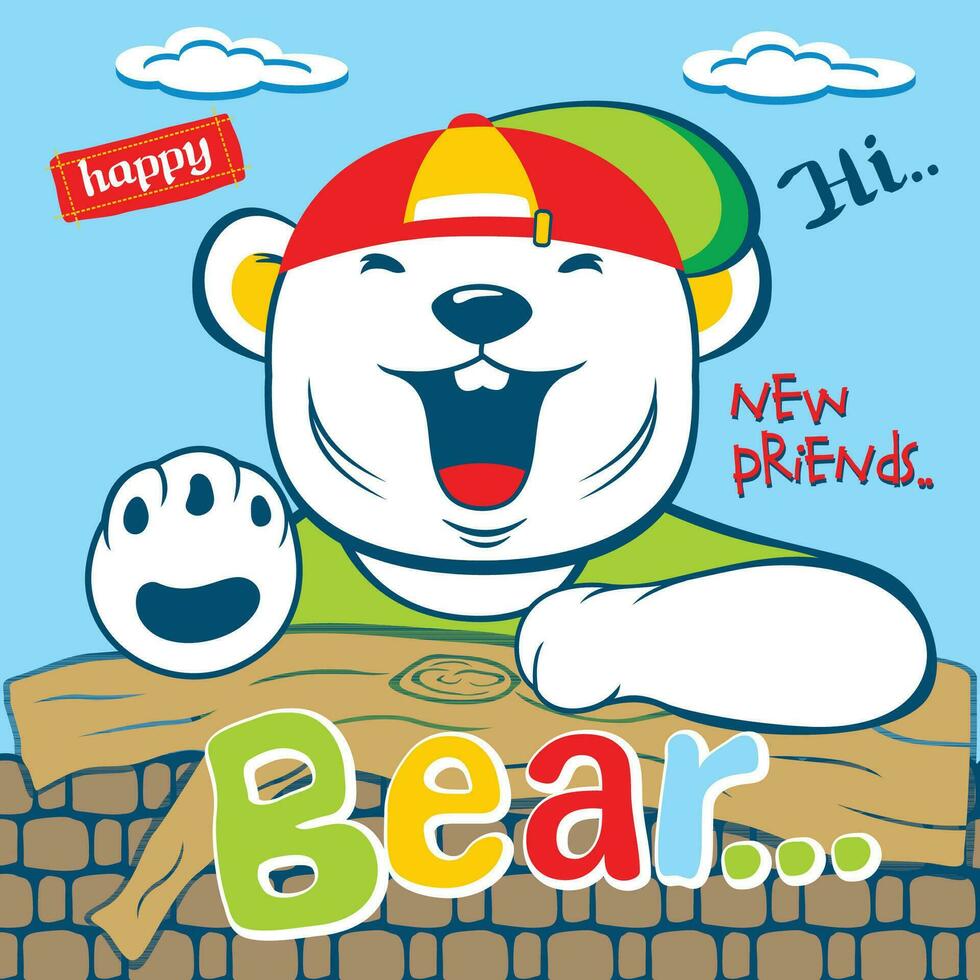 baby bear laugh cute cartoon graphic t-shirt design. vector illustration