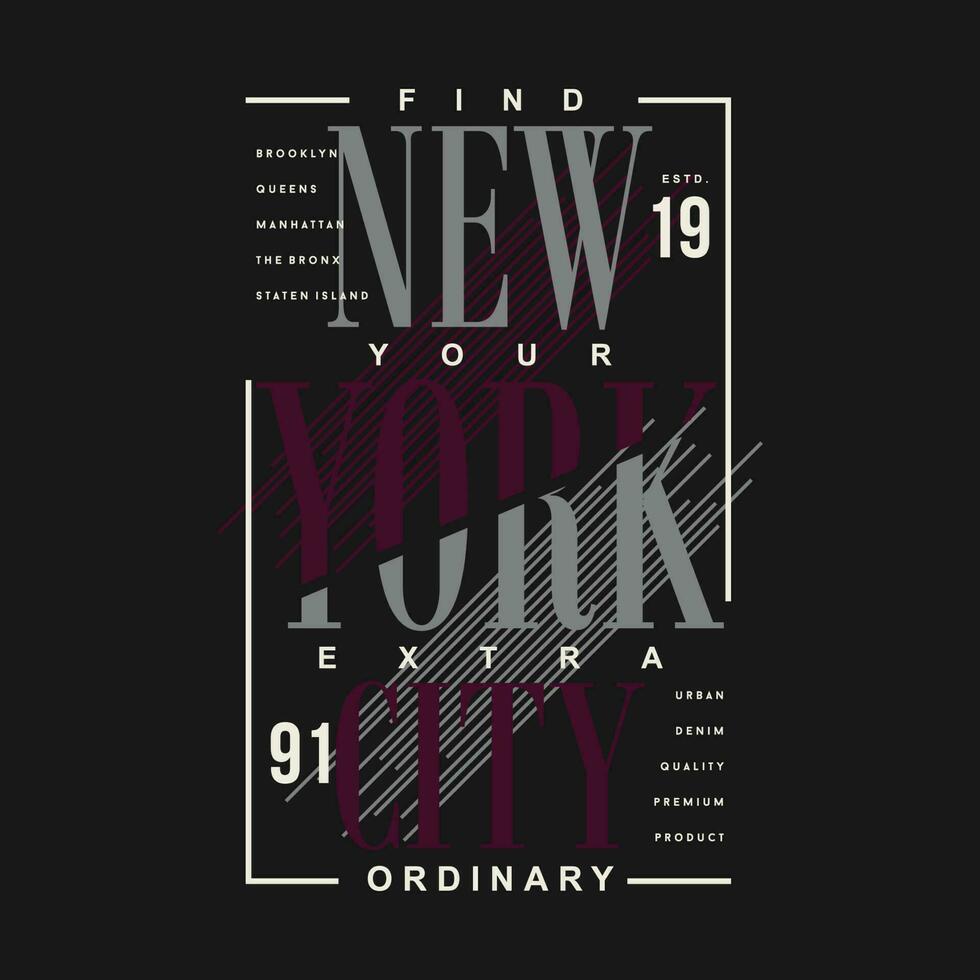 new york city text frame lettering typography vector, abstract graphic, illustration, for print t shirt vector