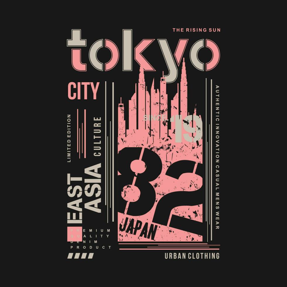 tokyo city lettering typography vector, abstract graphic, illustration, for print t shirt vector