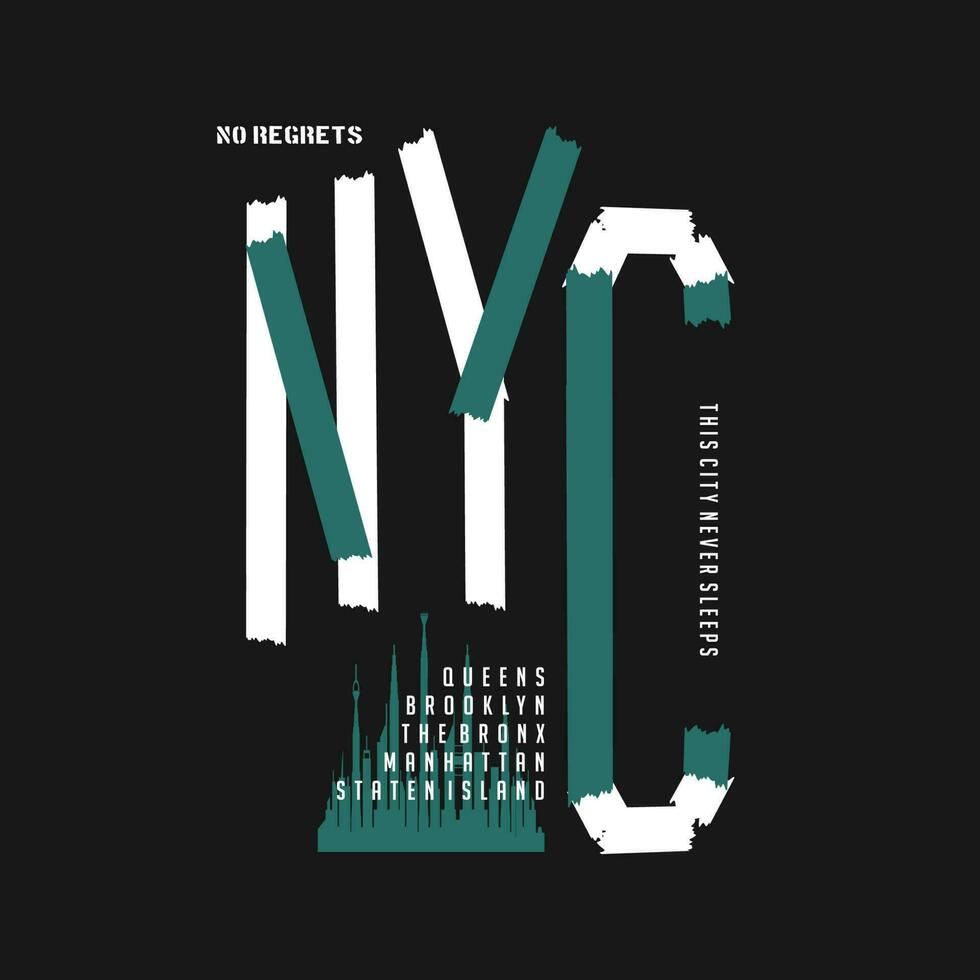 nyc lettering urban street, abstract graphic design, typography vector illustration, modern style, for print t shirt