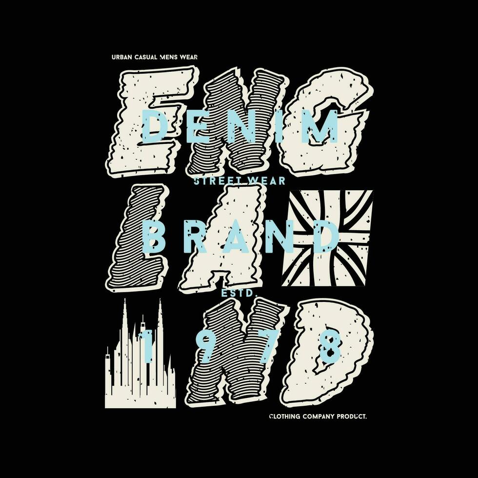 england denim brand abstract flag graphic illustration, typography vector, for casual t shirt print vector