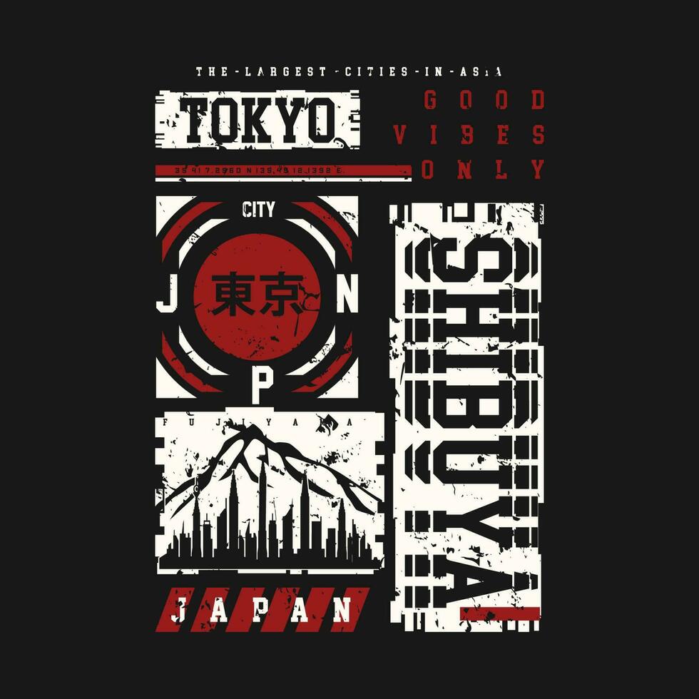 tokyo shibuya japan urban street, graphic design, typography vector illustration, modern style, for print t shirt