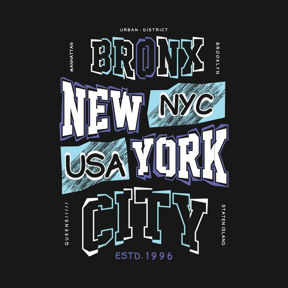 el bronx nuevo York gráfico t camisa diseño, tipografía vector, ilustración, casual estilo vector