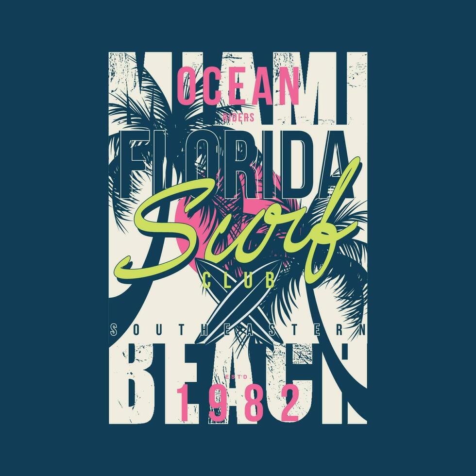 miami beach abstract graphic, typography vector, t shirt design illustration, good for ready print, and other use vector
