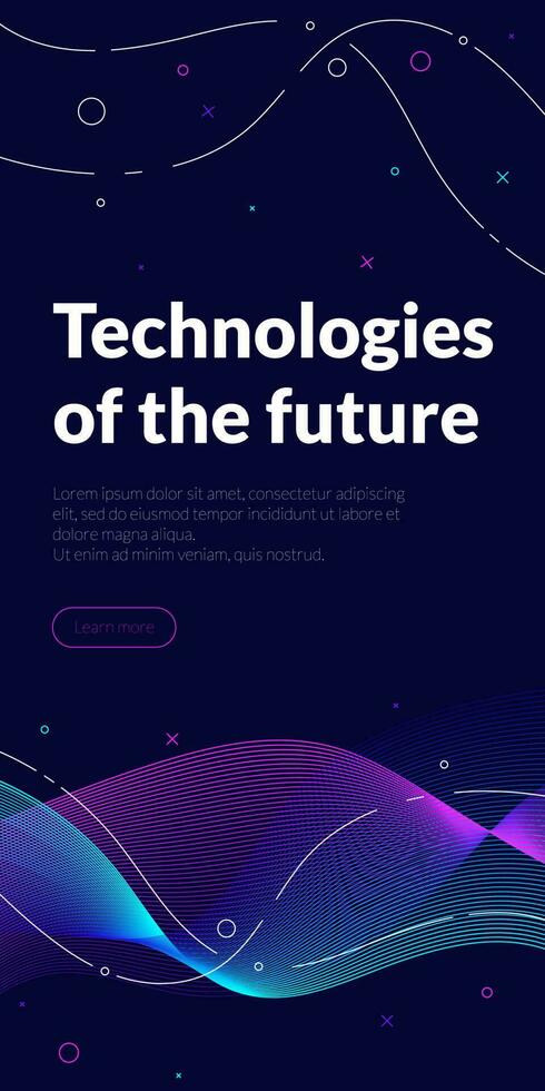 Modern and futuristic design with an abstract wave, particle, and dots, gradient on a blue background. It's perfect for social media, mobile and web pages, posters, flyers, and business templates. vector