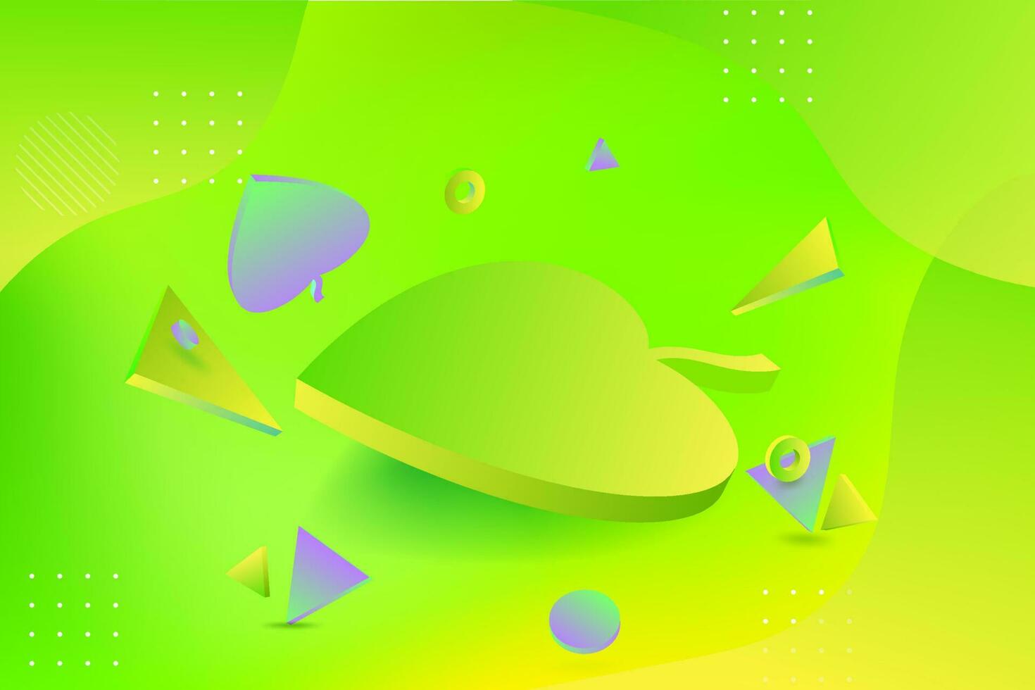 Modern 3D Vector Illustration of a Green Neon Plant Leaf Pedestal Platform Scene for Business Promotion, Floral Mockup Template, Natural Energy and Geometric Shapes