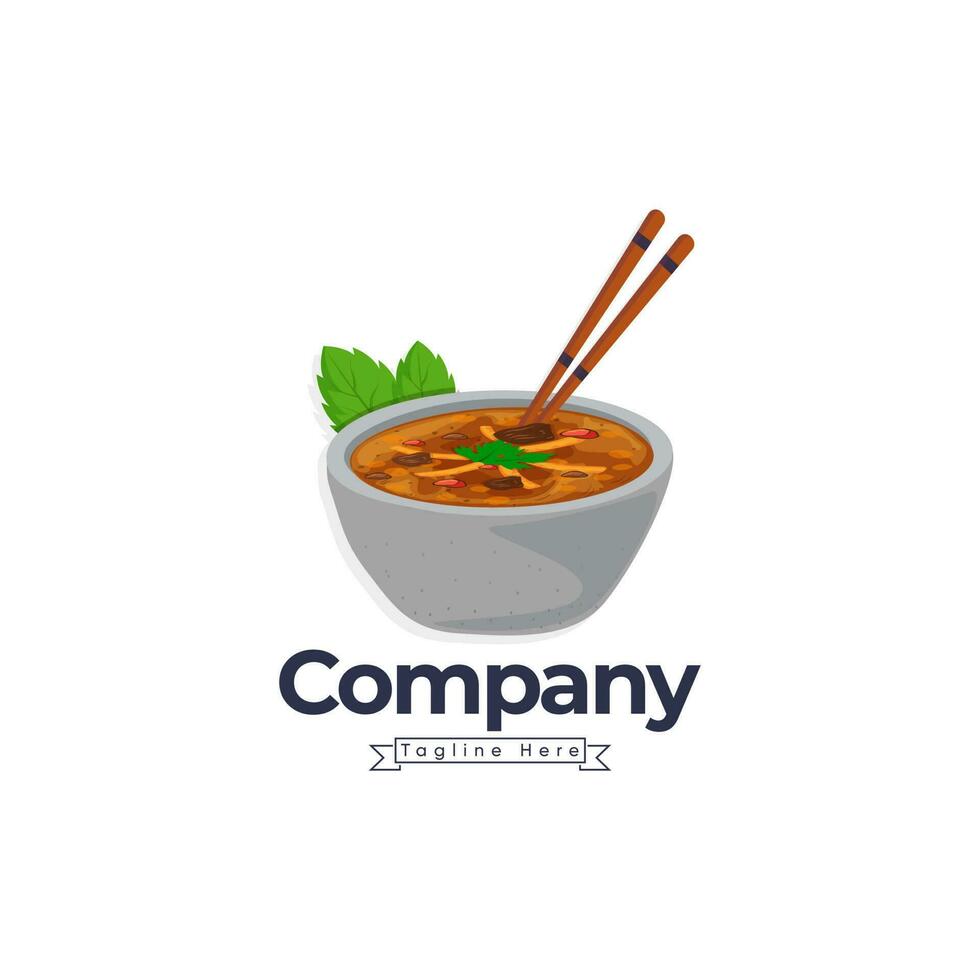 Khoresht Food Vintage Design Elements, Logo Template For Banner, Khoresht Illustration And Logo Minimal Business  Premium Elements With Spoon And Chopstick Vector Color Emblem.