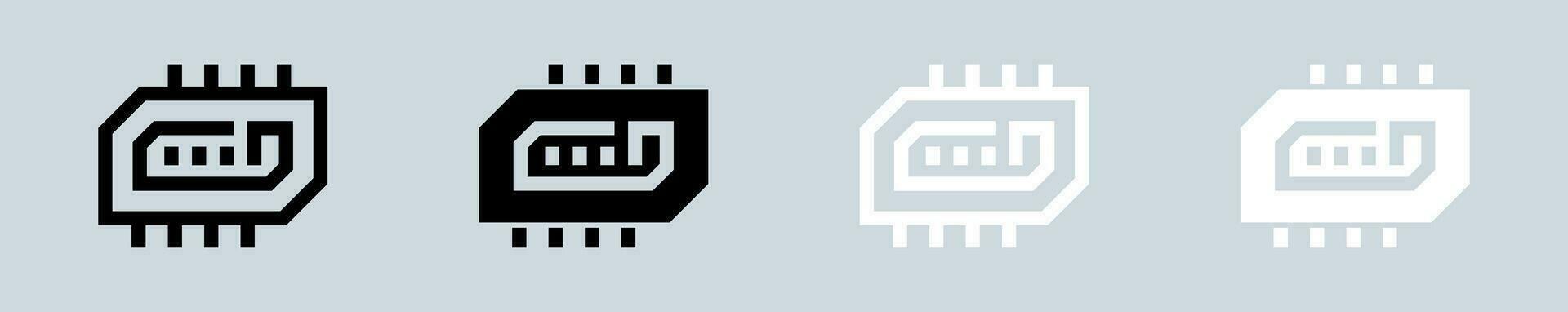 Ram icon set in black and white. Random access memory signs vector illustration.