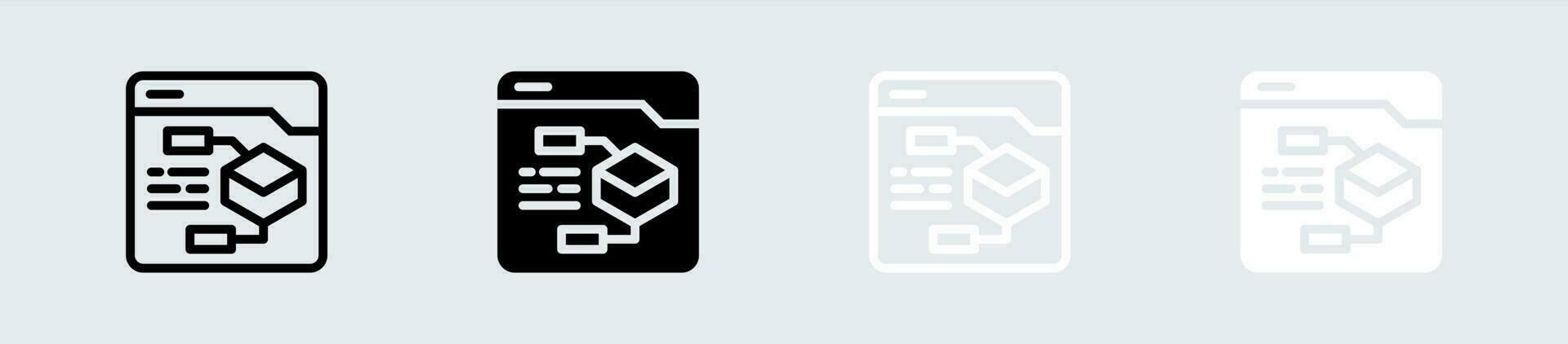 Algorithm icon set in black and white. Programming signs vector ...