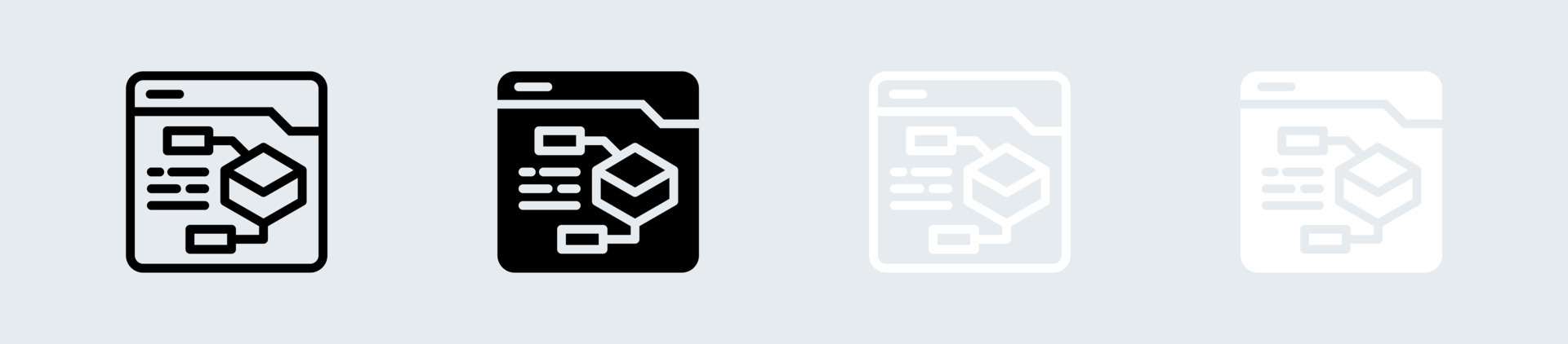 Algorithm icon set in black and white. Programming signs vector ...