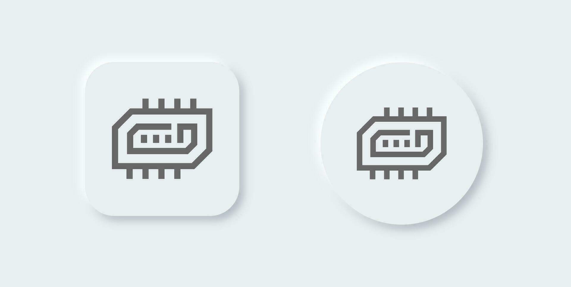 Ram line icon in neomorphic design style. Random access memory signs vector illustration.