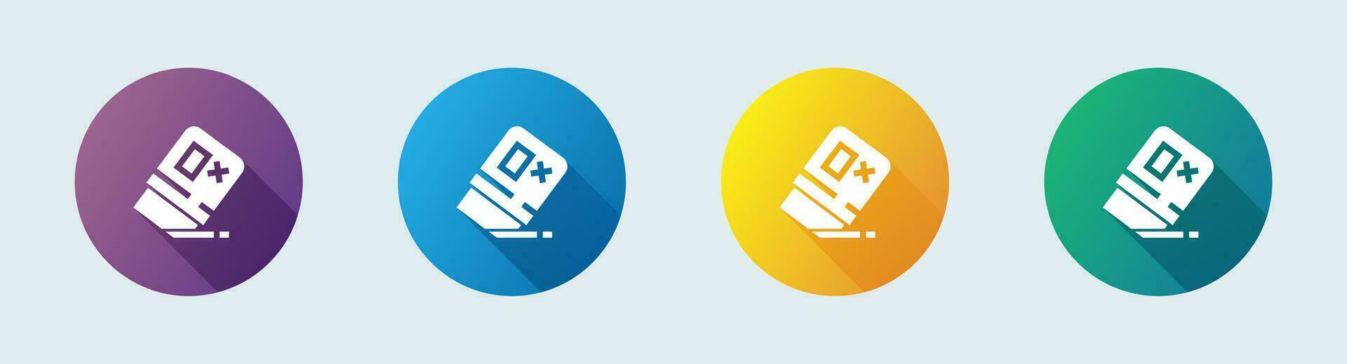 Eraser solid icon in flat design style. Wipe out signs vector illustration.