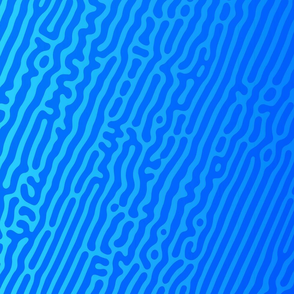 Blue Turing reaction gradient background. Abstract diffusion pattern with chaotic shapes. Vector illustration.