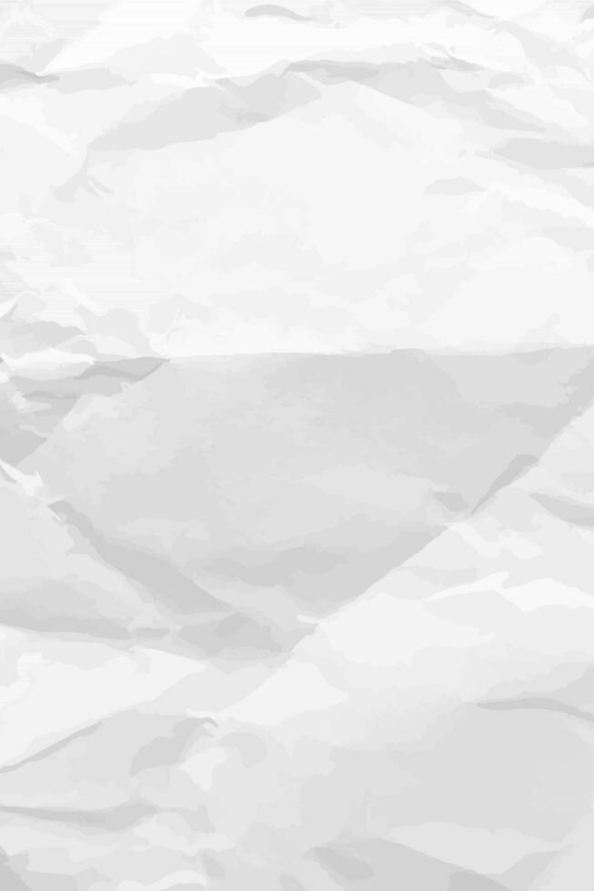 White clean crumpled paper background. Vertical crumpled empty paper template for posters and banners. Vector illustration