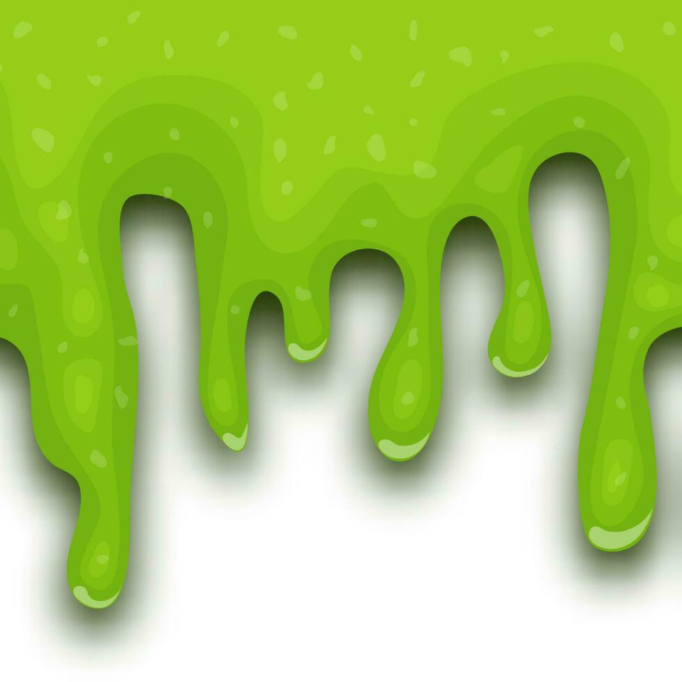 Green dripping liquid slime on white background. Vector illustration