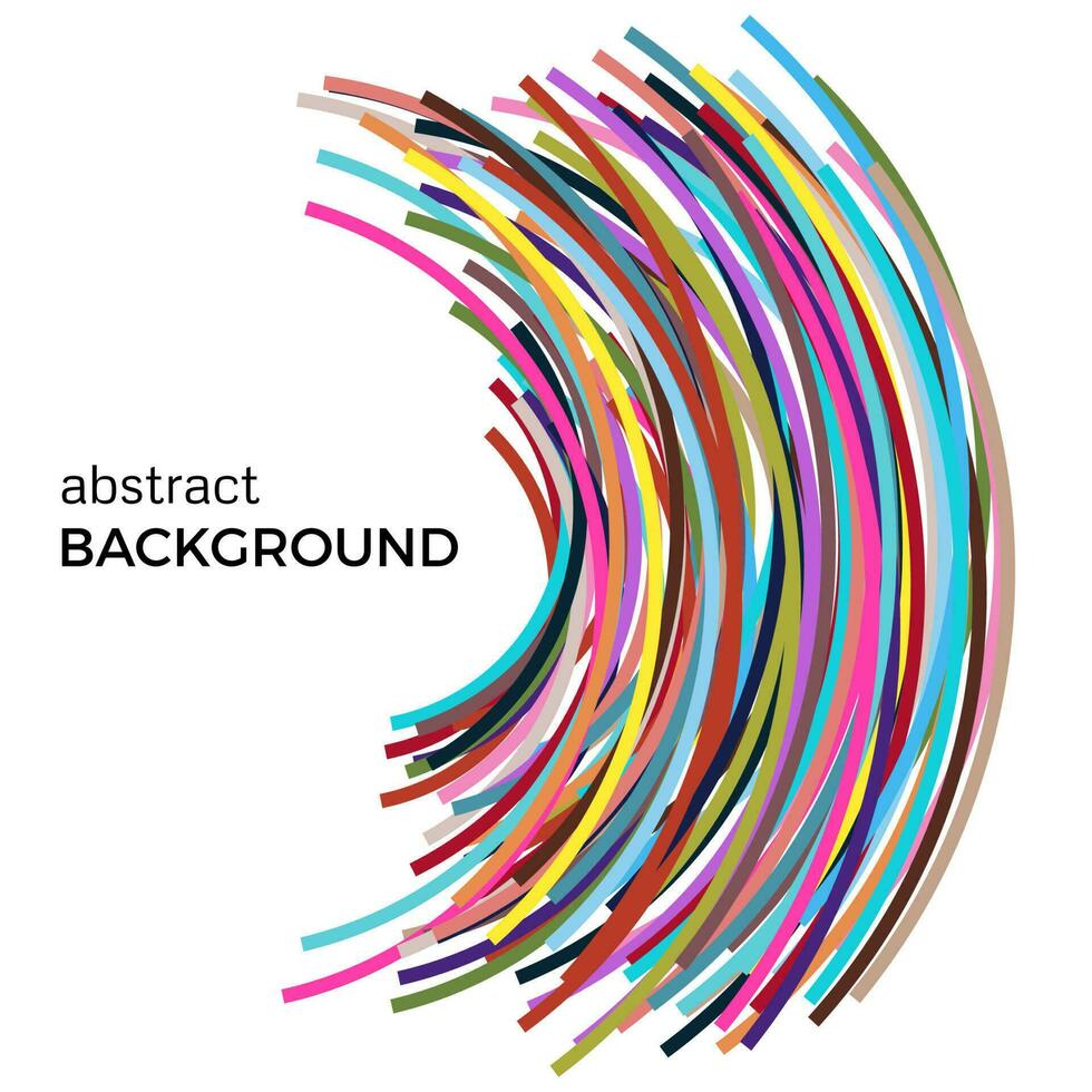 Abstract background with multicolored curved lines in a chaotic order. Colored lines with place for your text on a white background. vector