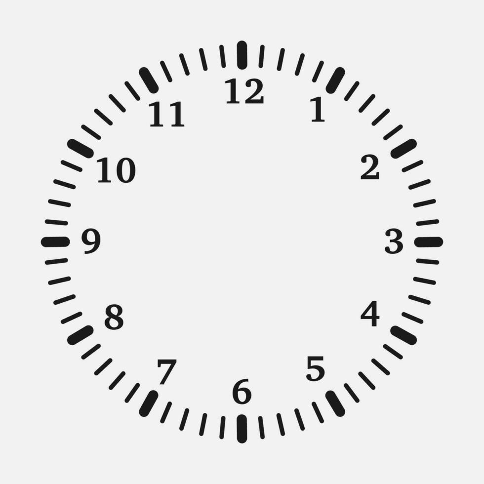 reloj cara en un blanco antecedentes. 12 horas reloj marcar con redondo escala. vector ilustración