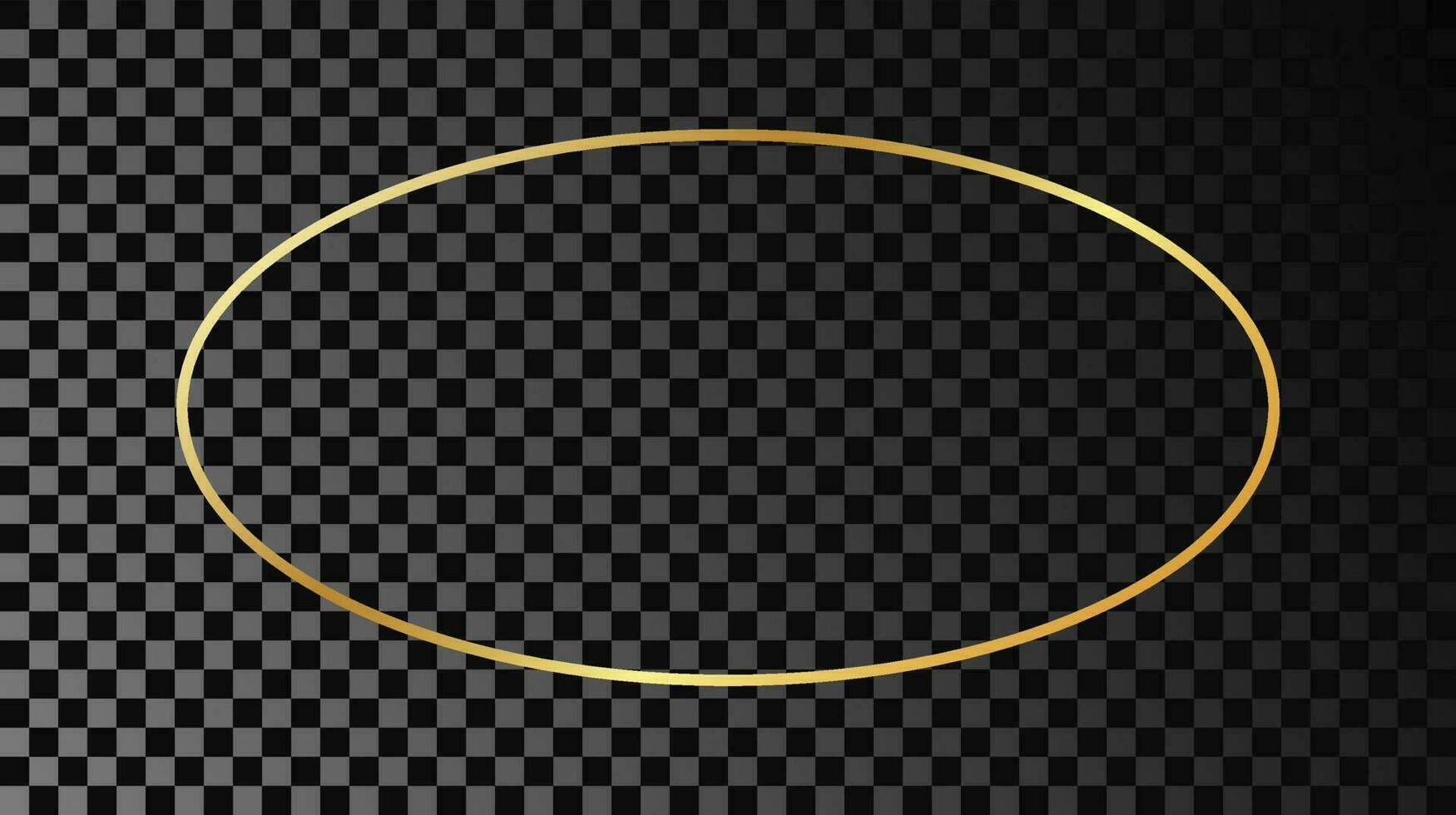 Gold glowing oval shape frame vector