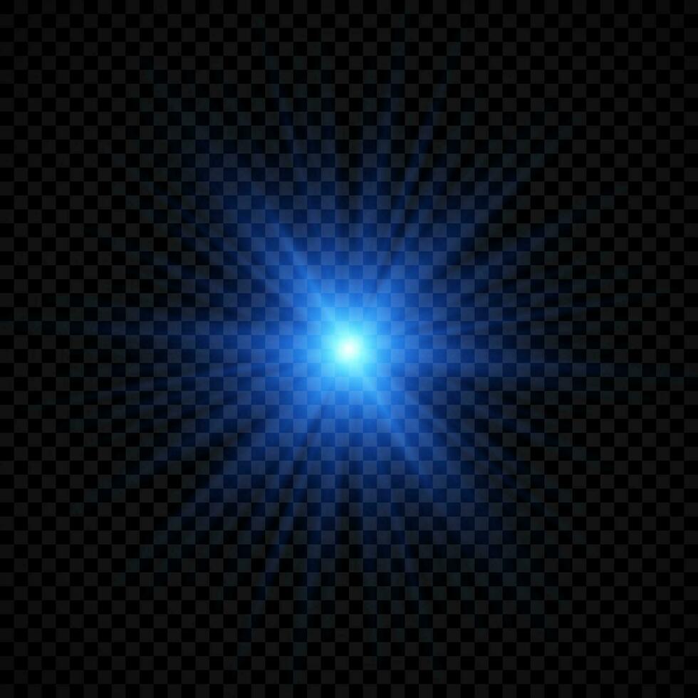 Light effect of lens flares. Blue glowing lights starburst effects with sparkles vector
