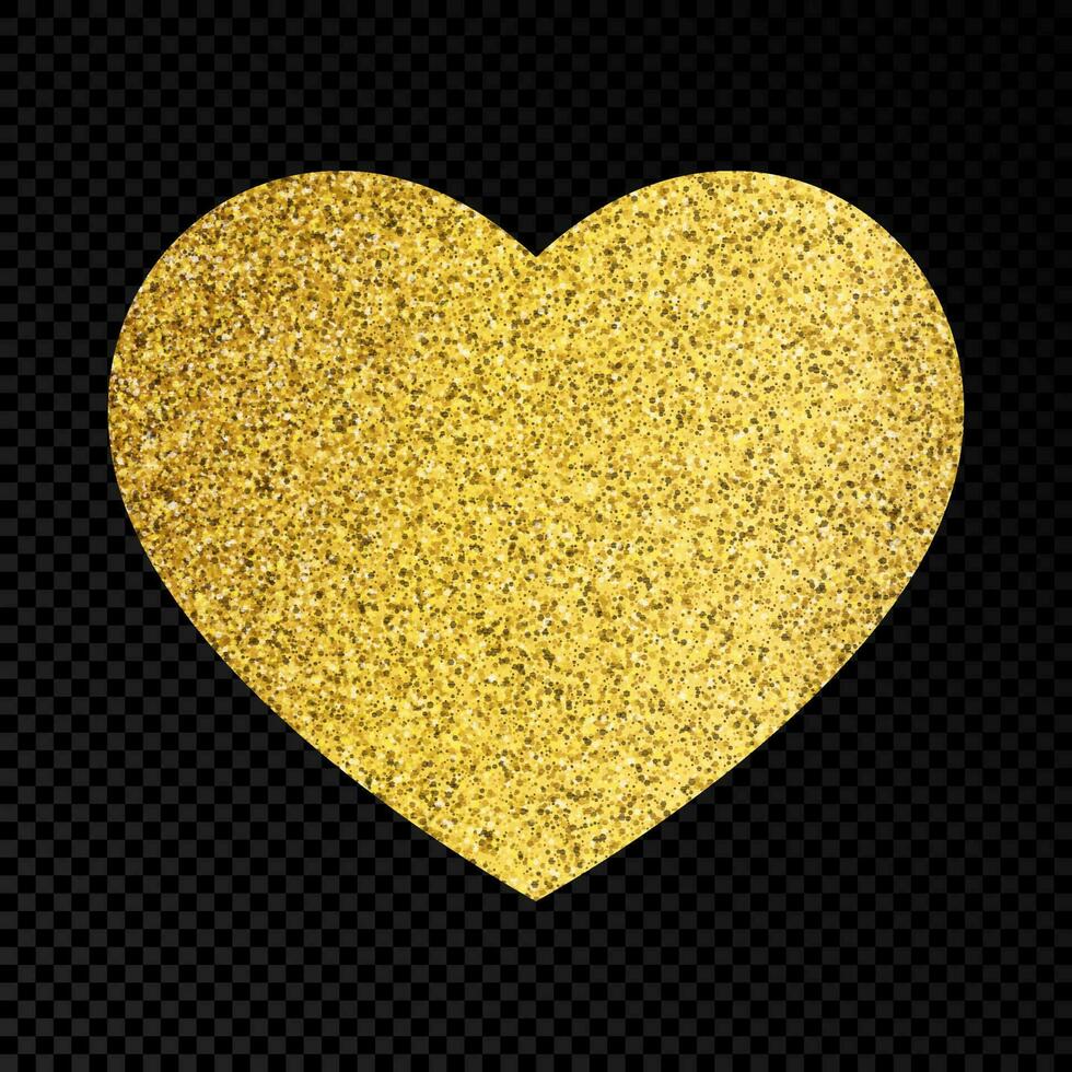 Gold glittering heart on dark background vector