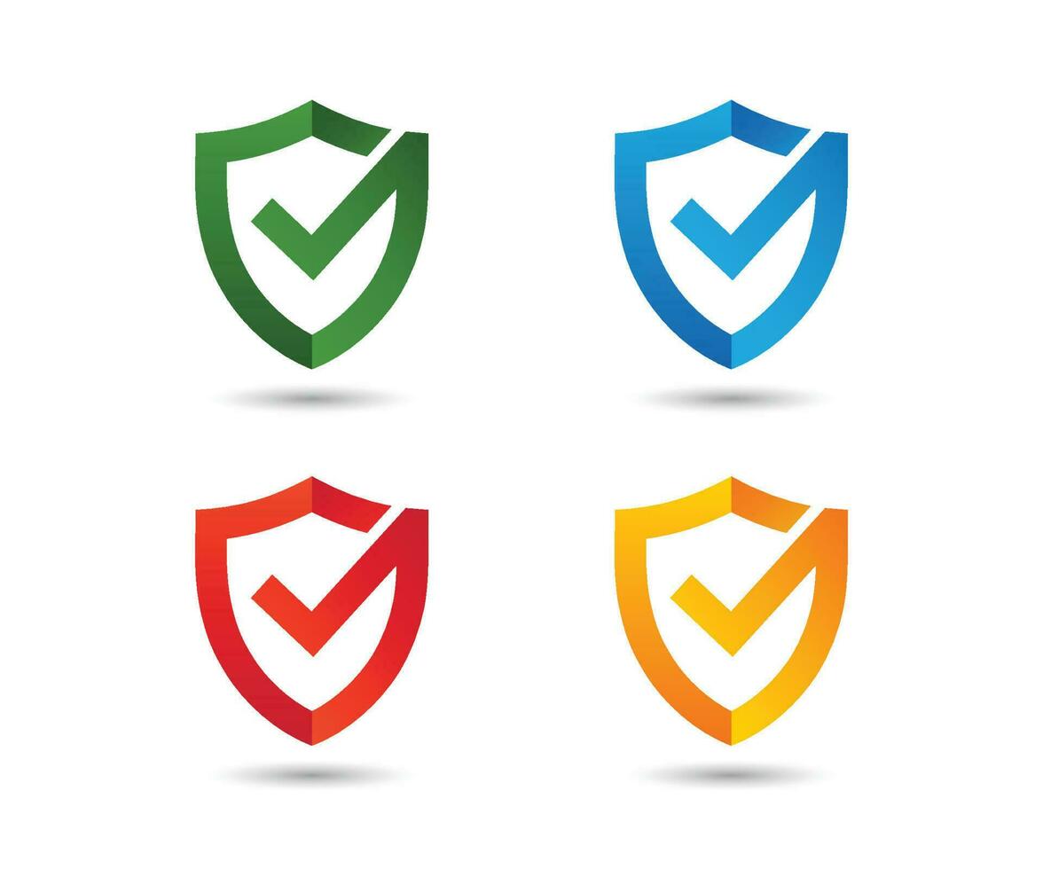 Shield check mark icon set vector illustration