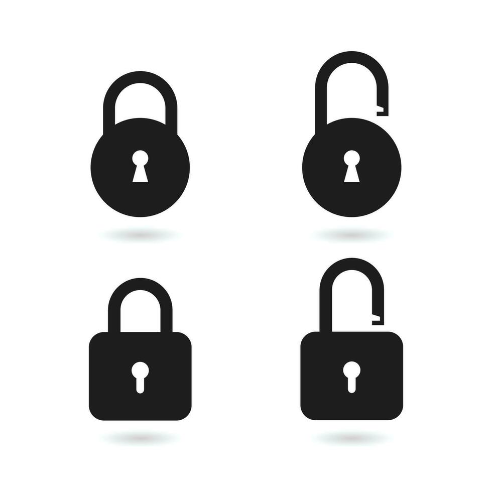 Padlock vector icons set. Security symbol