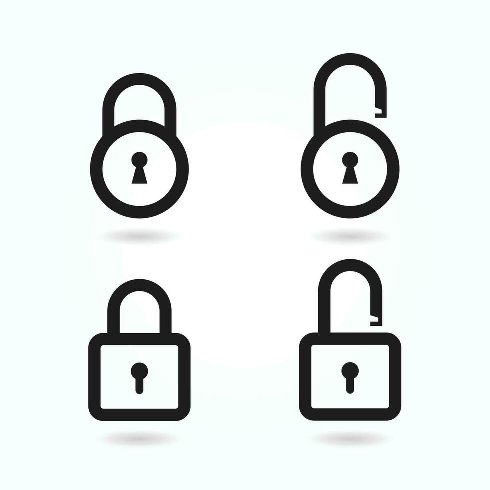 Lock vector icons set. Security symbol. Padlock pictogram