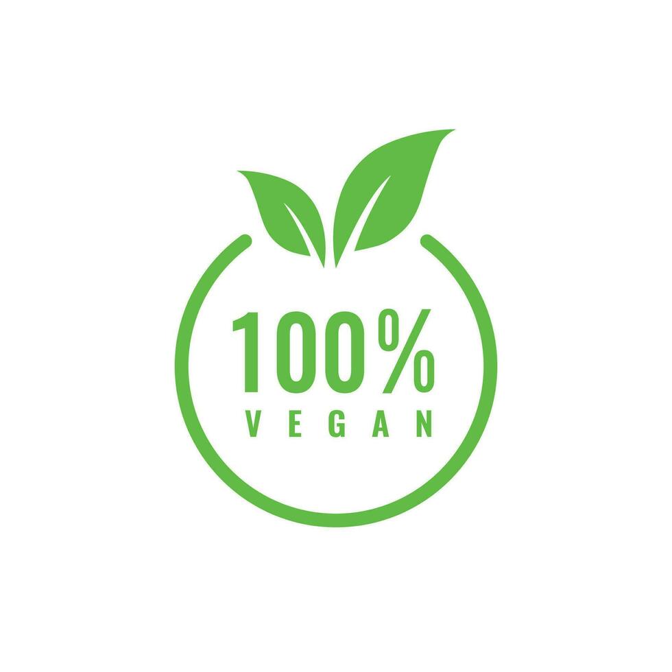 100 Percent vegan vector logo design template