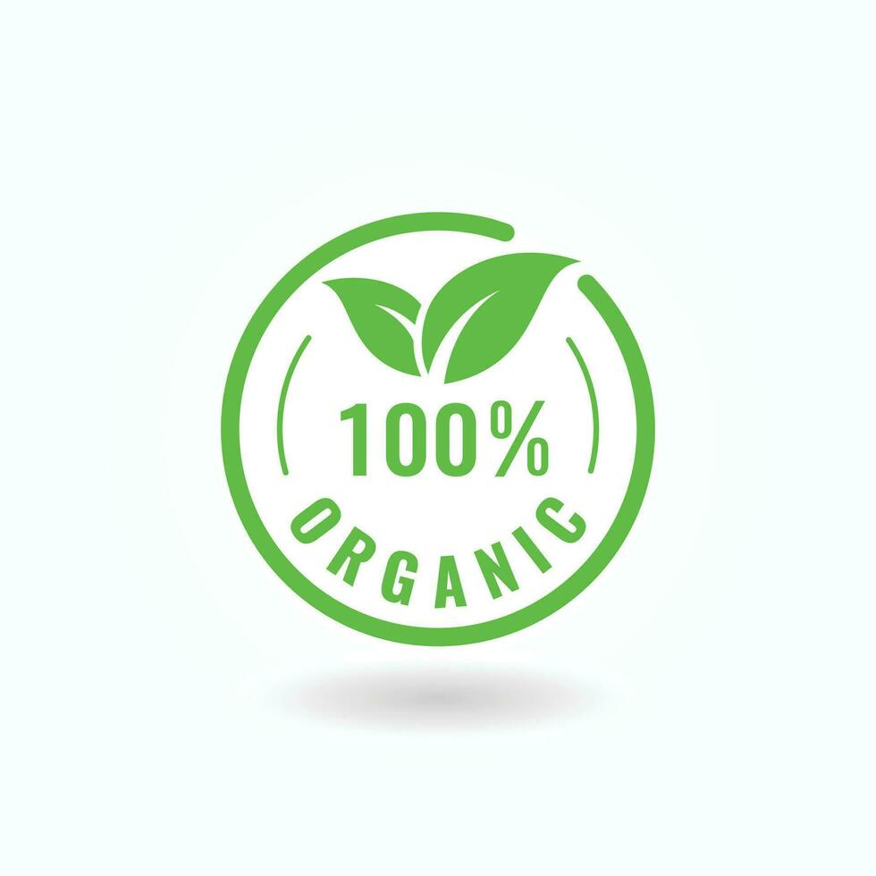 100 por ciento orgánico producto etiqueta firmar vector