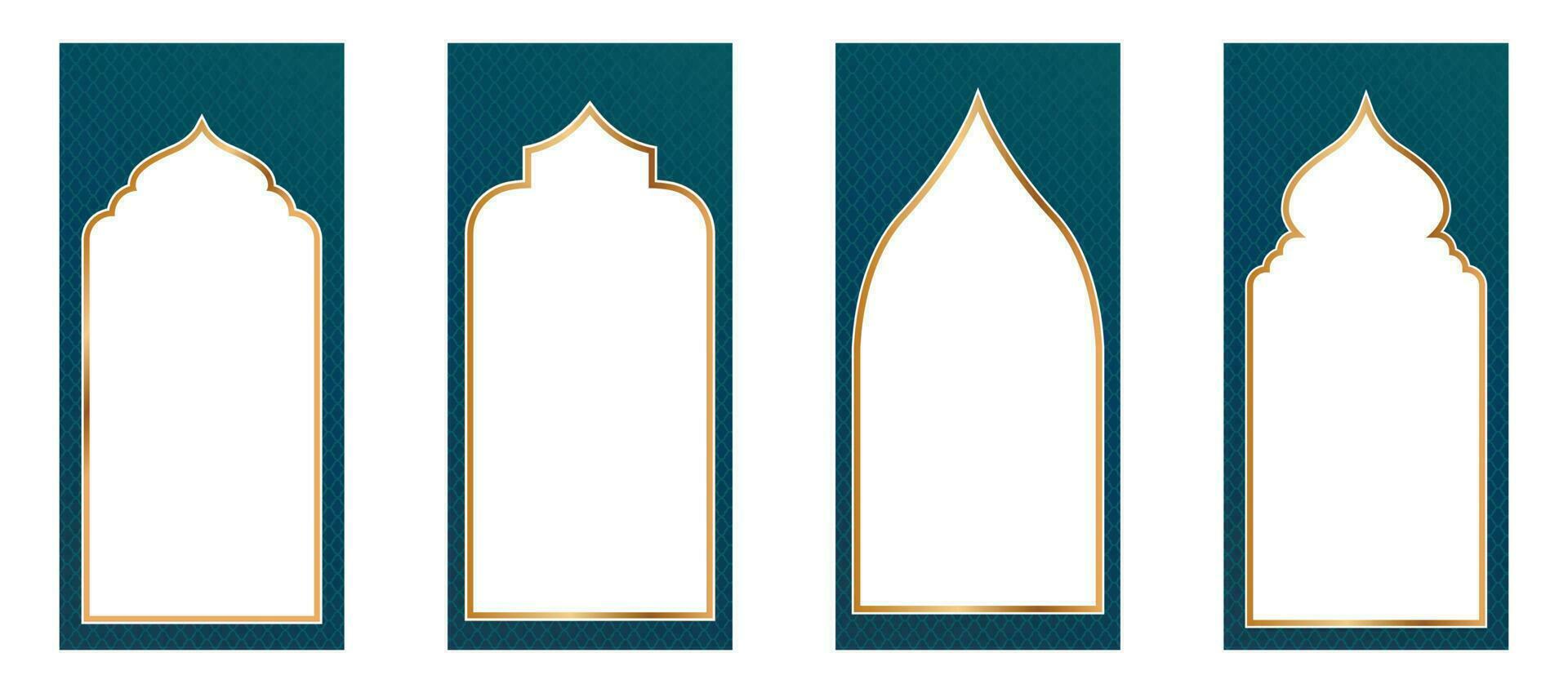 arabic style frame border set islamic style ornamental frame vector