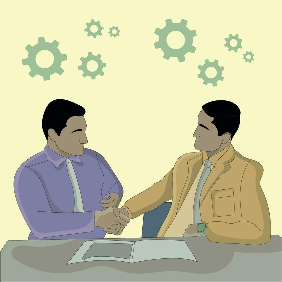 vector two businessmen shake hands flat design