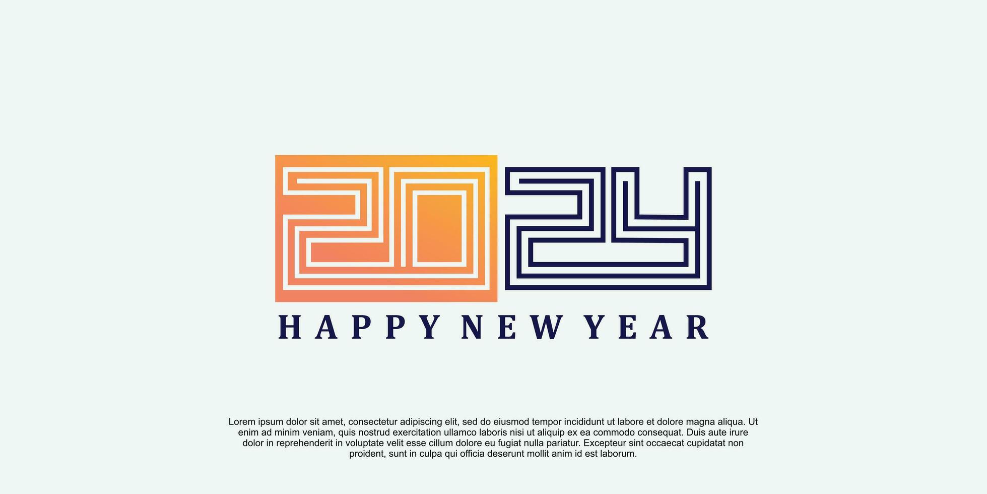 2024 contento nuevo año logo diseño vector