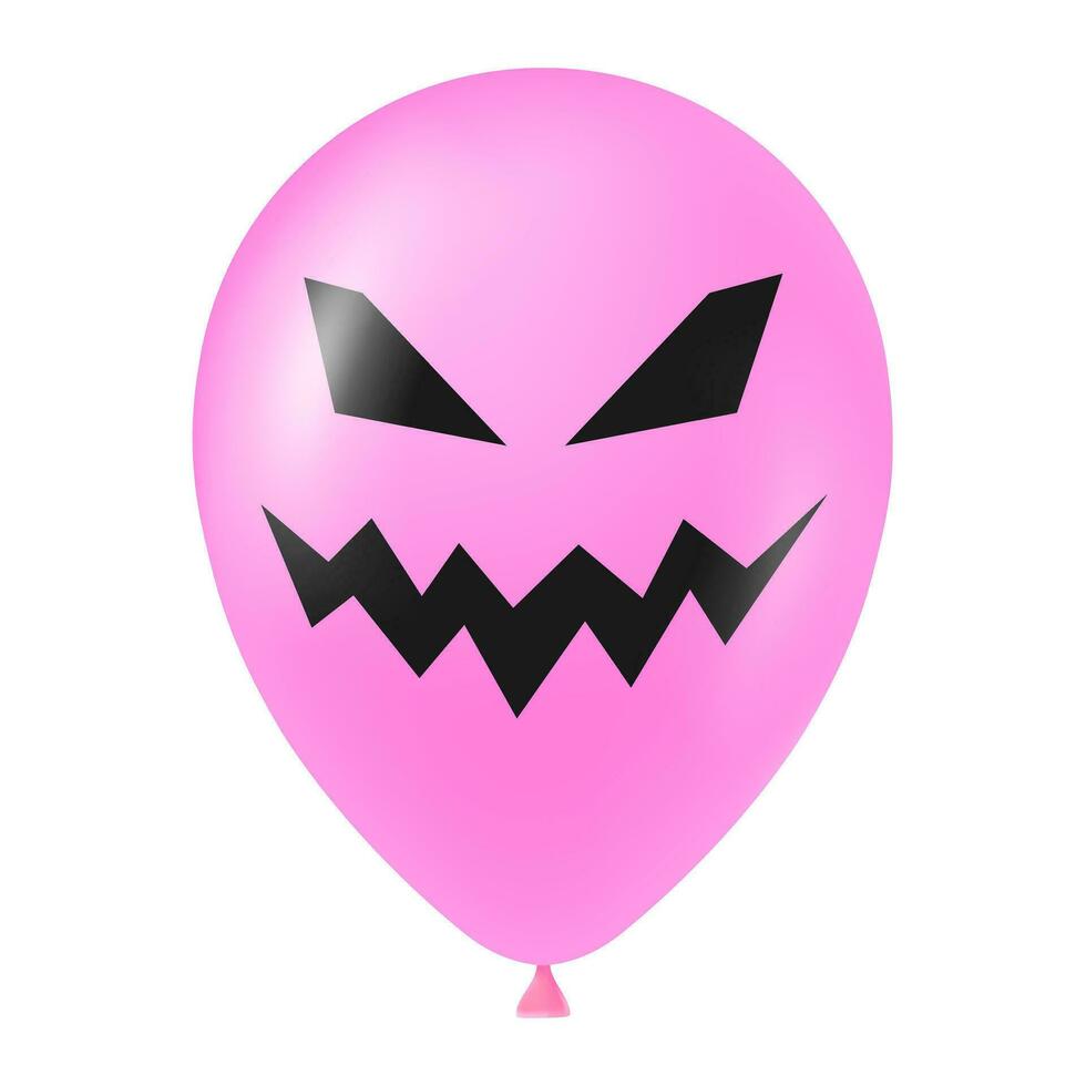 Halloween pink balloon illustration with scary and funny face vector