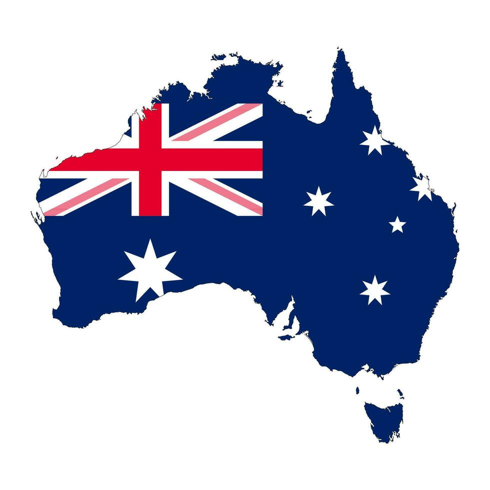 Australia map silhouette with flag isolated on white background vector