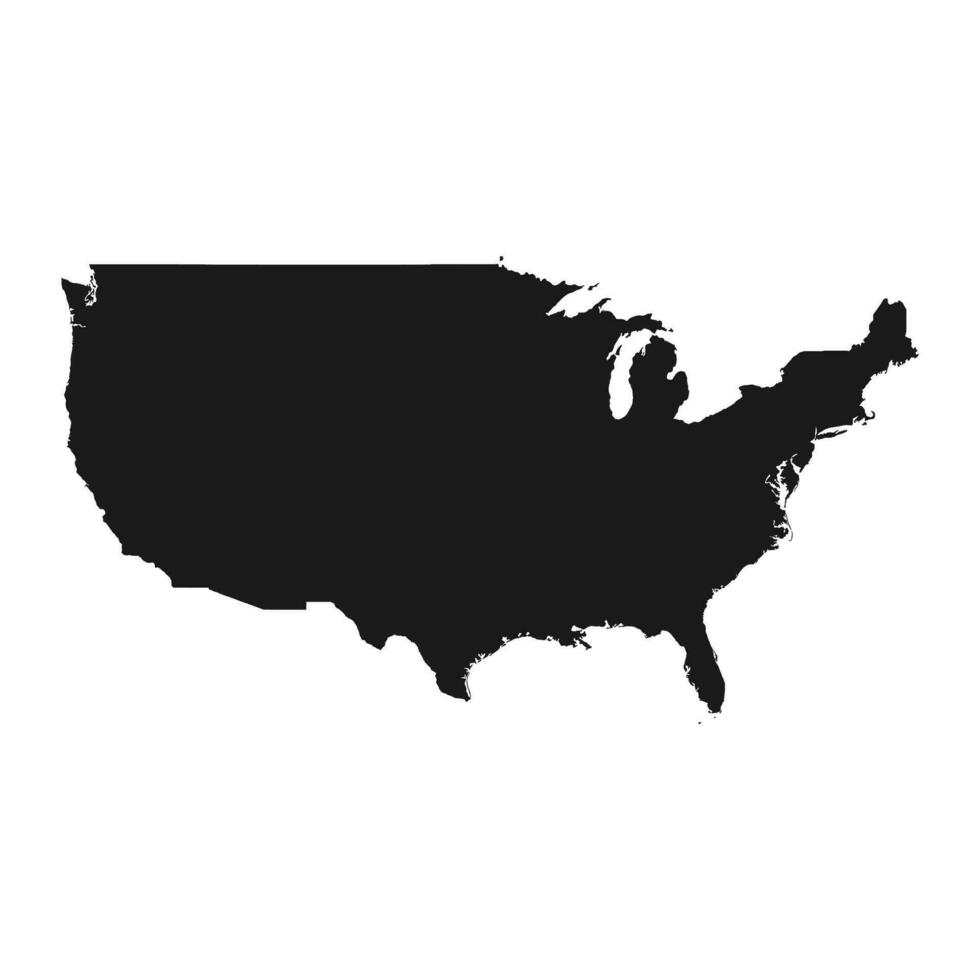 Mapa de EE.UU. muy detallado con bordes aislados en segundo plano. vector