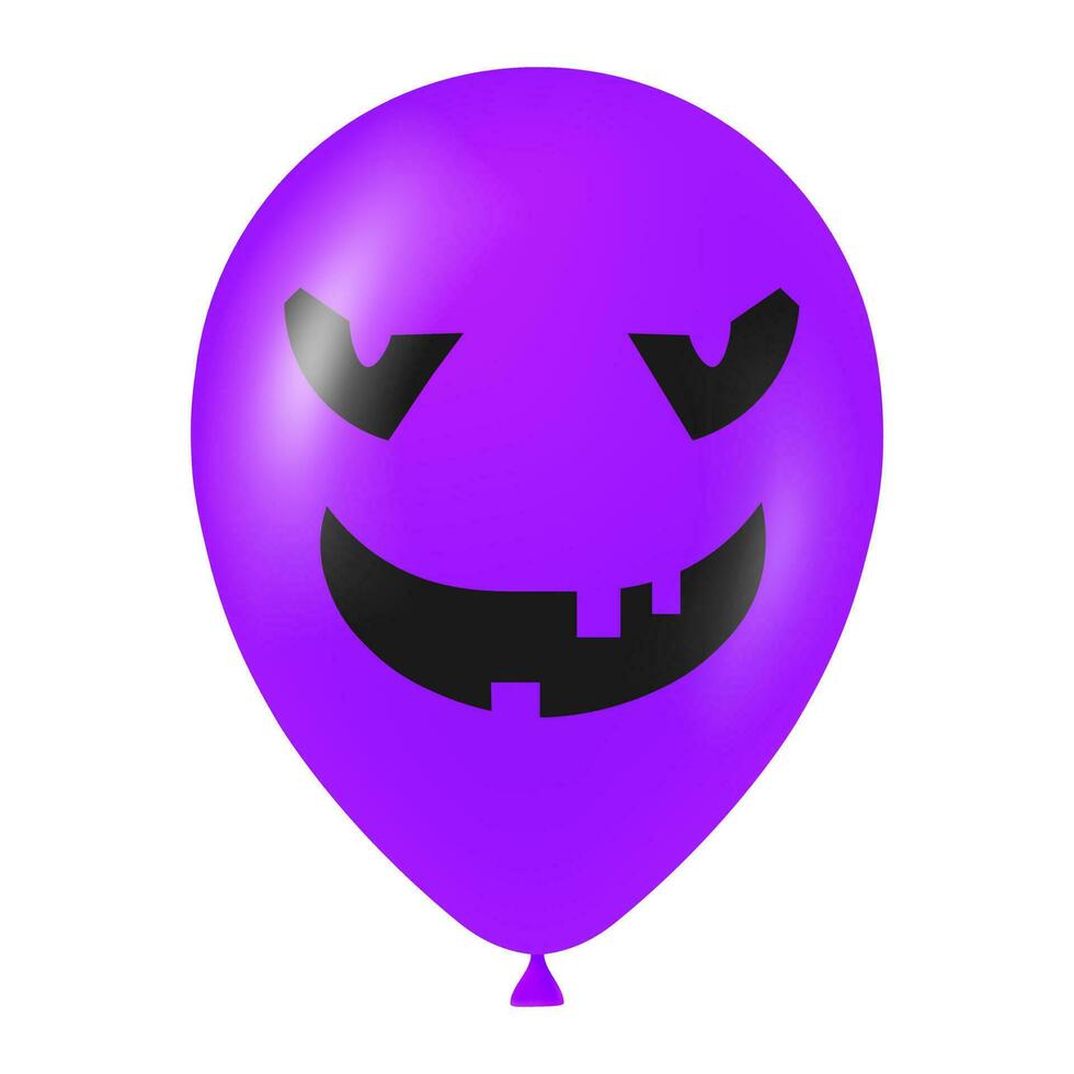 Halloween purple balloon illustration with scary and funny face vector