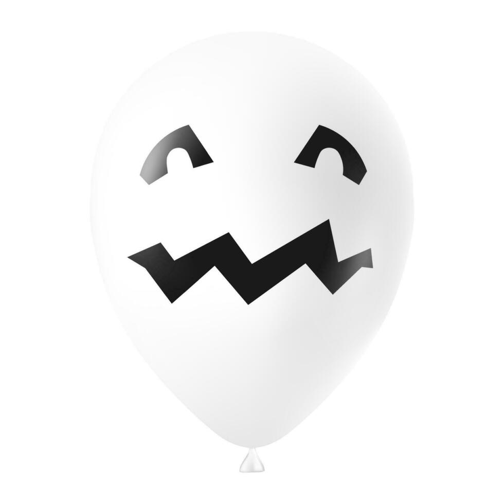 Halloween white balloon illustration with scary and funny face vector