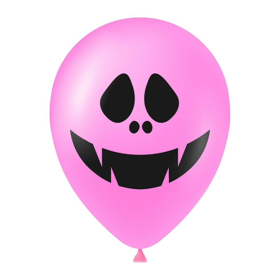 Víspera de Todos los Santos rosado globo ilustración con de miedo y gracioso cara vector