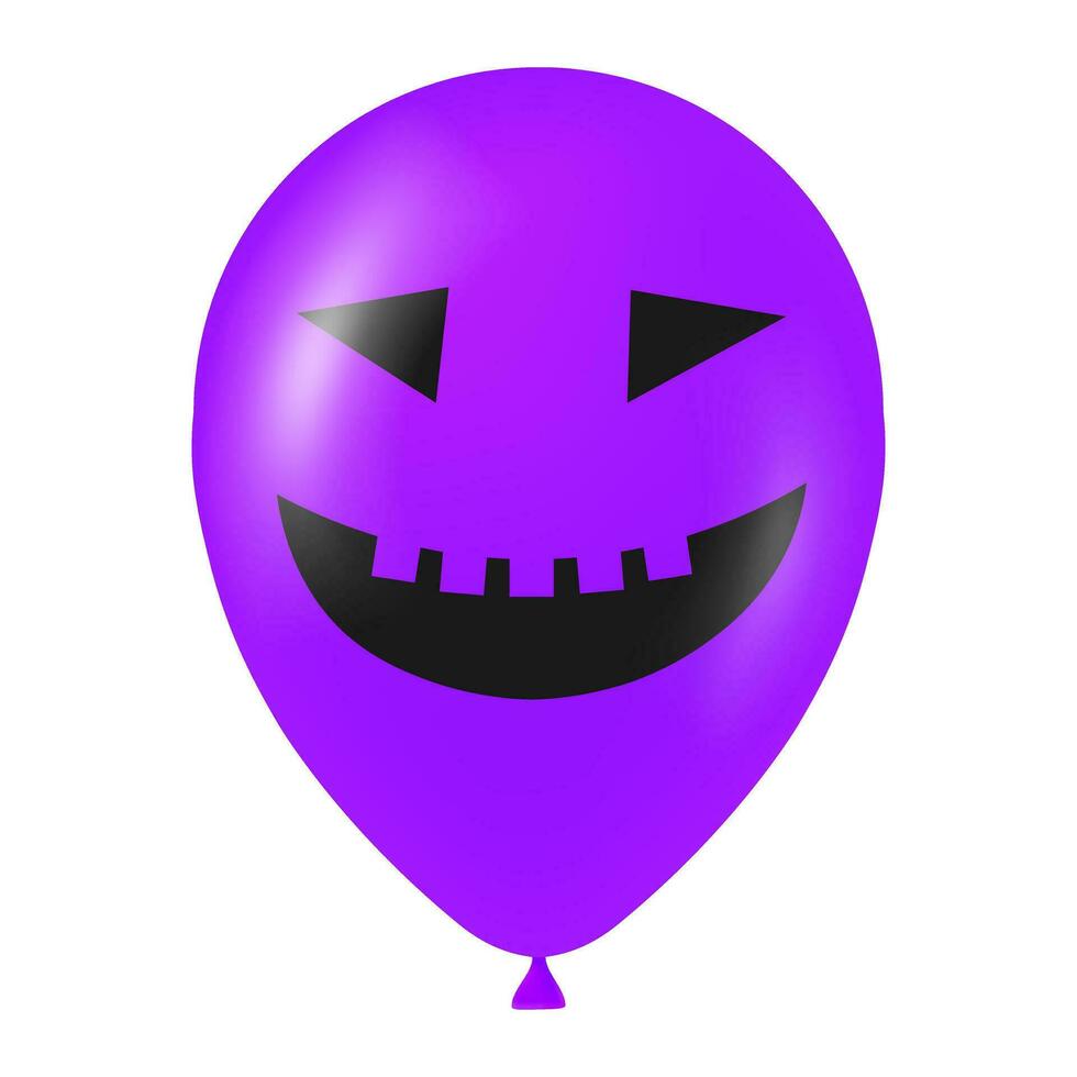 Víspera de Todos los Santos púrpura globo ilustración con de miedo y gracioso cara vector