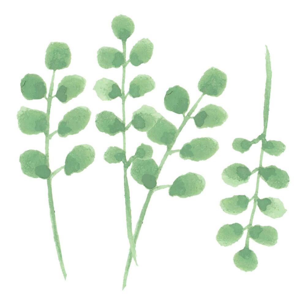 conjunto de verde acuarela floral elementos para Boda invitación vector