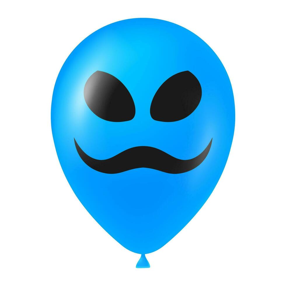 Halloween blue balloon illustration with scary and funny face vector